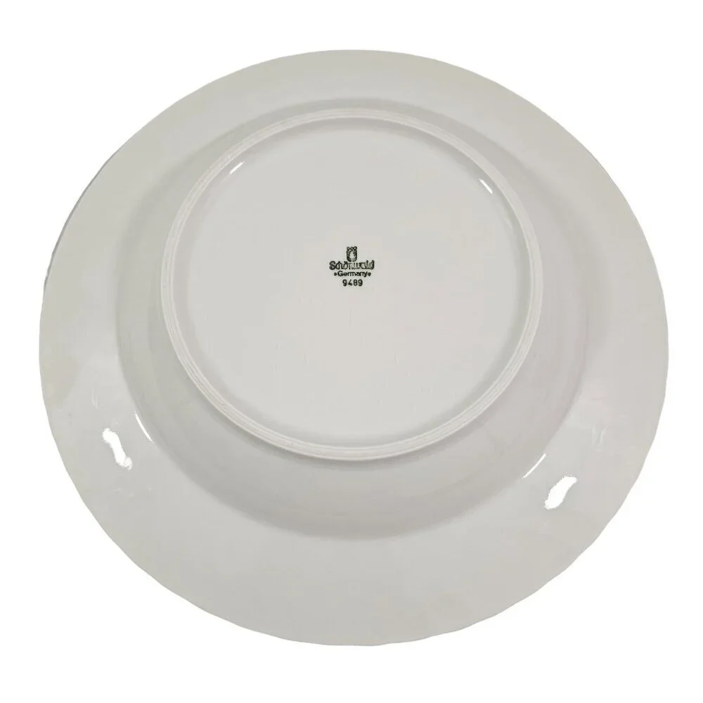 Schonwald Germany White Swirl Rimmed 9” Porcelain Salad Soup Bowls – Set of 4